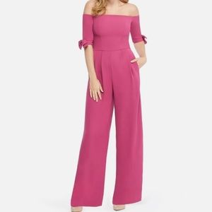 Gal Meets Glam Pink Strapless Jumpsuit with Wide-Leg Design